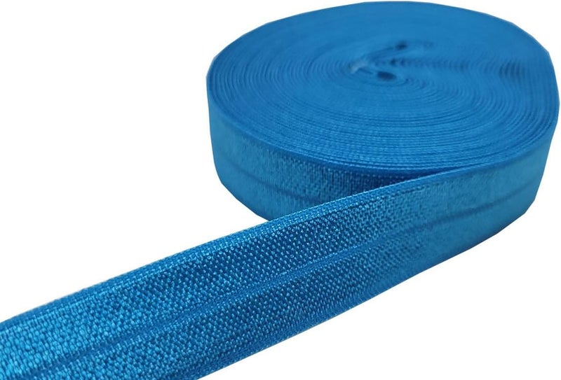 FAYADA Fold Over Elastic,5/8" Foldover FOE Trim Elastic Ribbon,Stretch FOE Band for Hair Ties Headbands Sewing Craft -5 Yards (Nautical Blue) - Image 2
